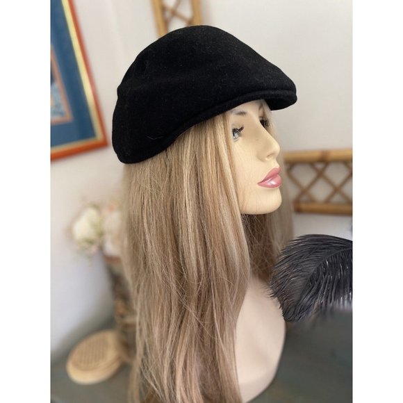 Country Gentleman Black‎ 100% Wool Newsboy Cap Hat Fitted Medium Size Vintage - Picture 4 of 16